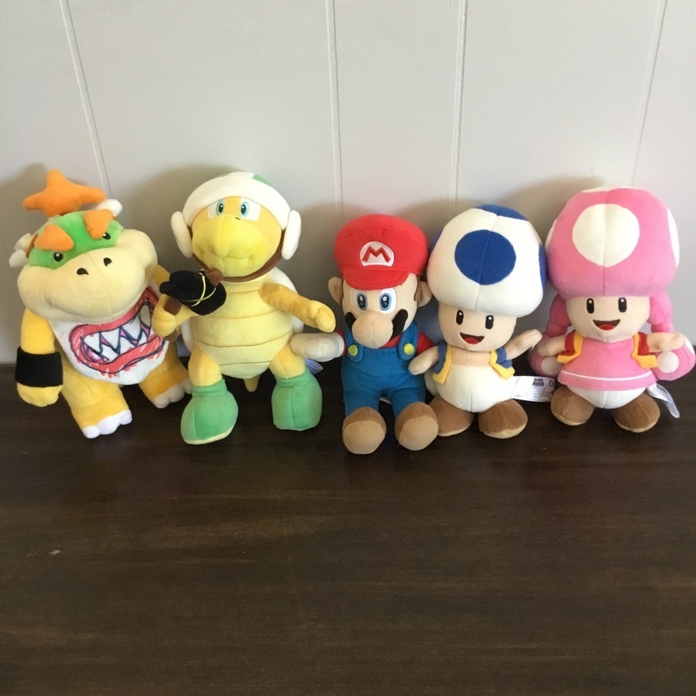 Mario Toadette Toad Bowser JR Plush Little Buddy Set Nintendo